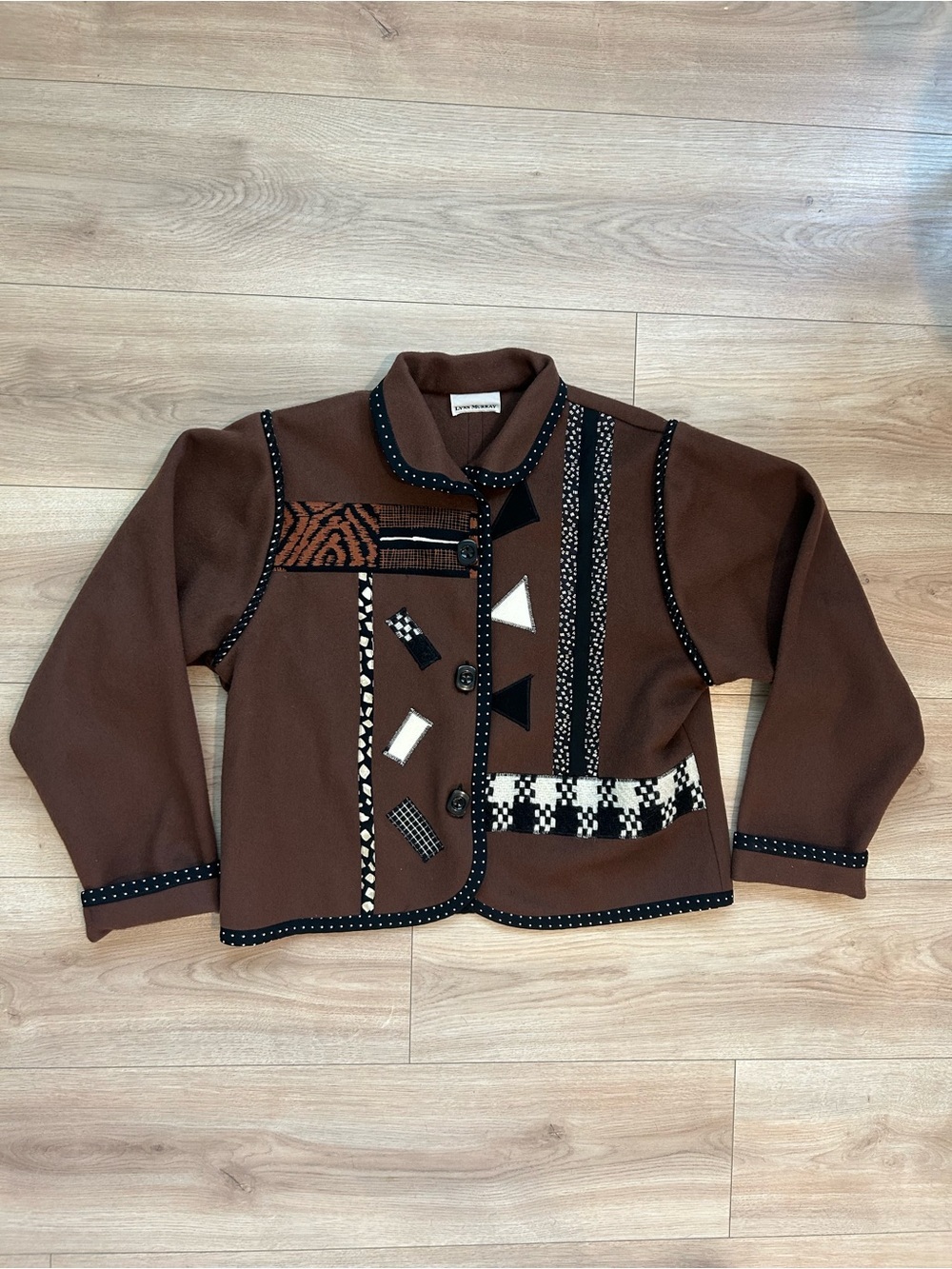Vintage Lynn Murray 100% wool art to wear cropped blazer